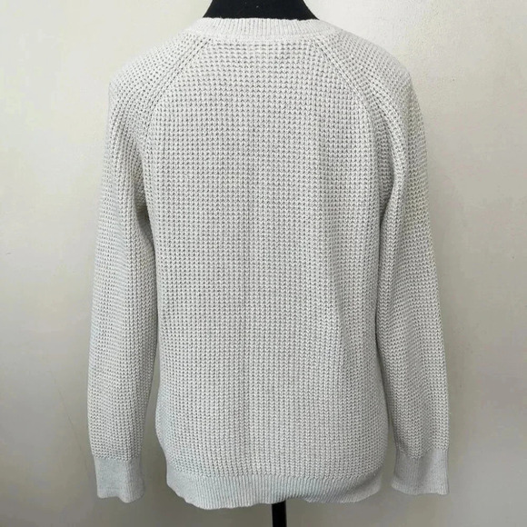 L.L.Bean Womens Small Organic Cotton  Crew Neck Button Neck Waffle Knit Sweater - Picture 2 of 16